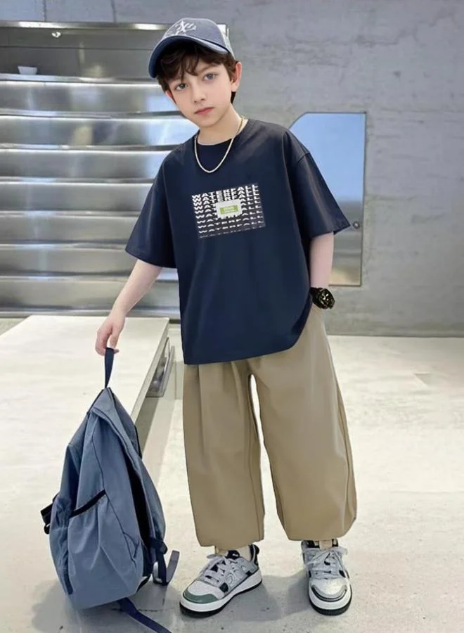 Take Two Boys Back Graphic Print T-Shirt and Pants Set